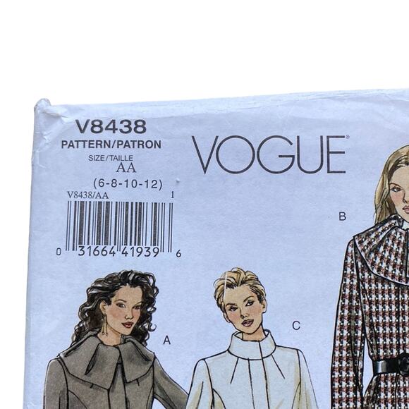 VOGUE Pattern V8438 Coat Size 6-12 Sewing Pattern UNCUT - Picture 2 of 5